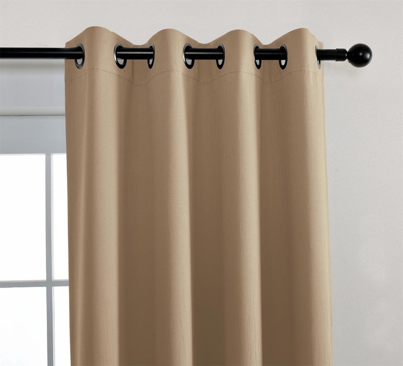 MIUCO Blackout Curtains Room Darkening Curtains Textured Grommet Window Curtains for Living Room 2 Panels 52x84 Inch Long Taupe - Image 2